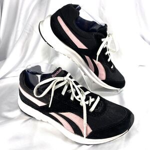 Reebok Classic Sneakers Women's Size 9 Royal Flag Black with Pink Stripes Barbie
